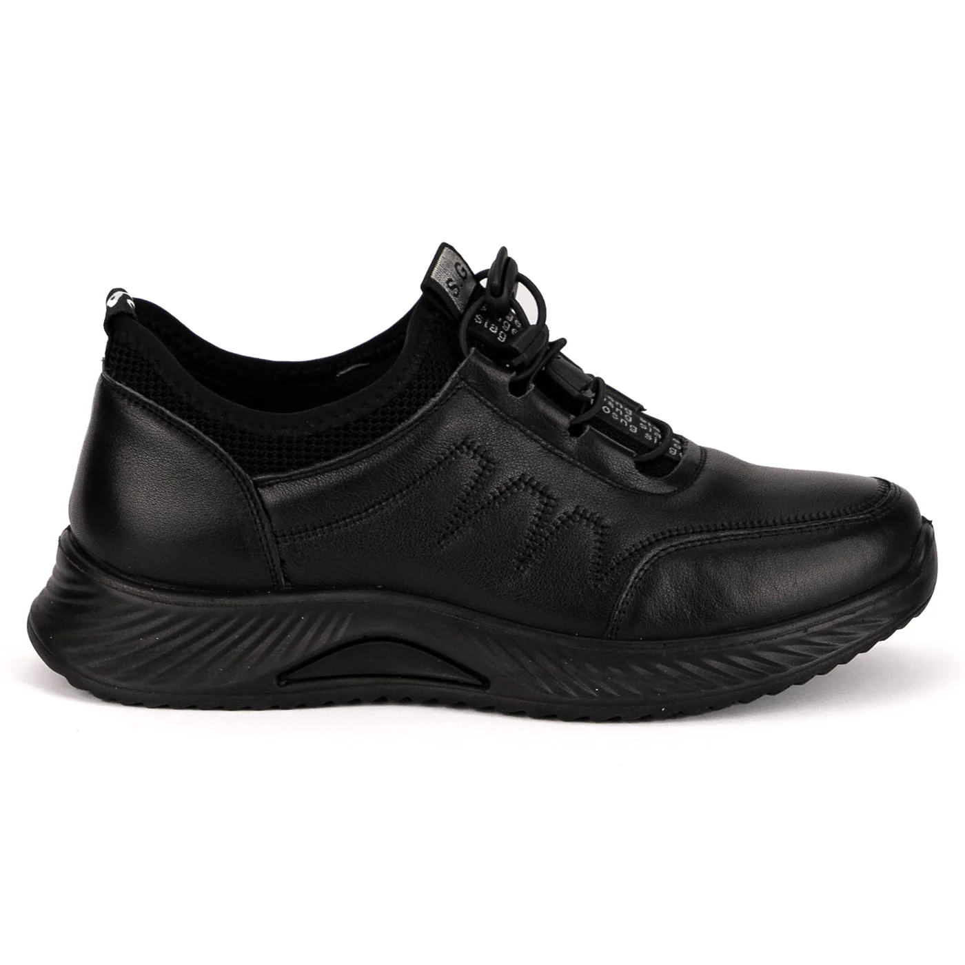 Pantofi sport dama din piele naturala neagra 18809