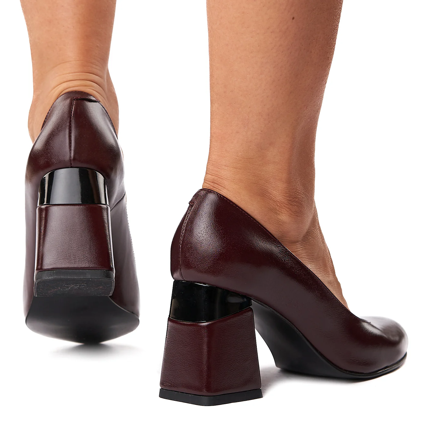 Pantofi stiletto eleganti din piele naturala visinie 4288 - Image 4