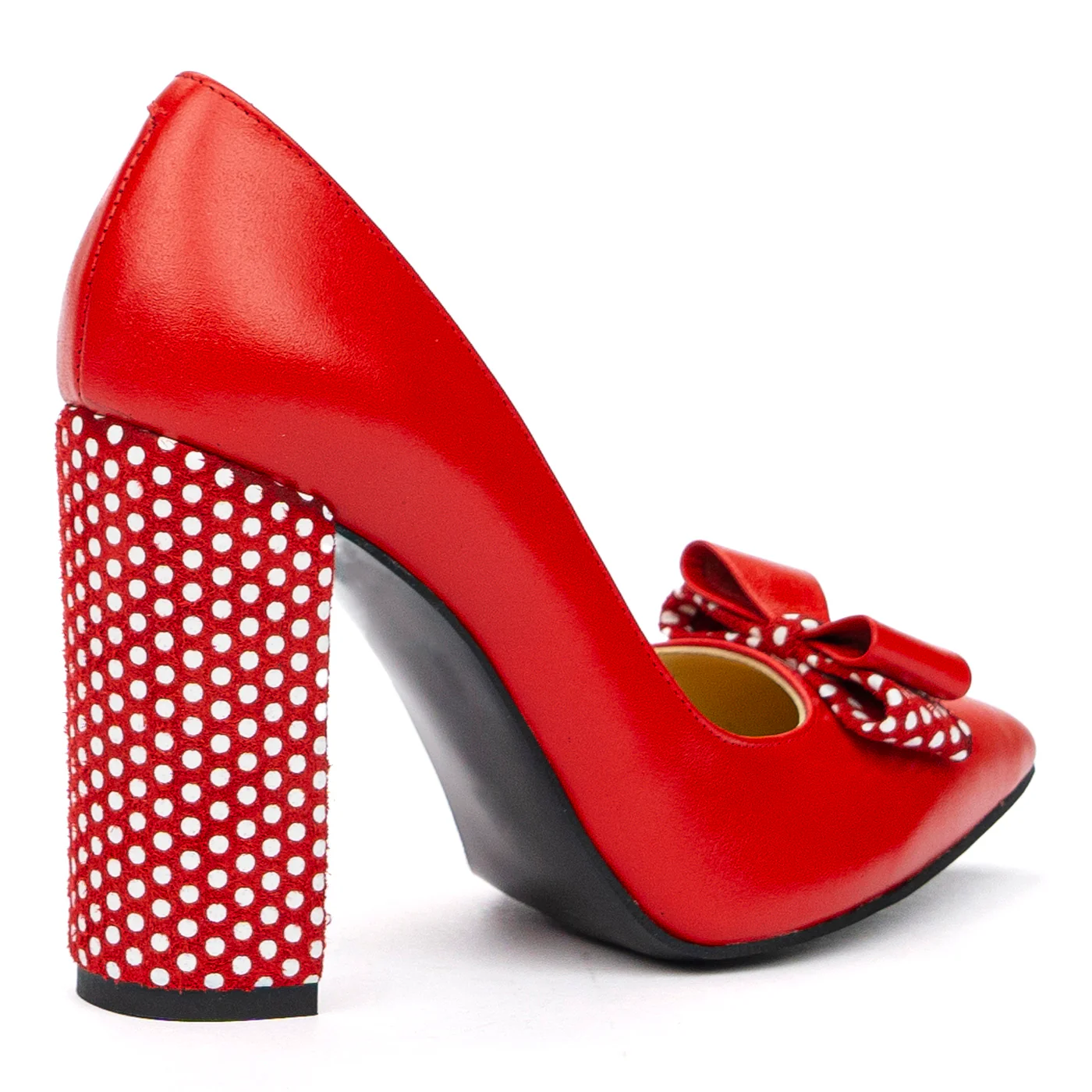 Pantofi Stiletto Rosii Toc Gros 10 Cm din Piele Naturala 4094 - Image 2