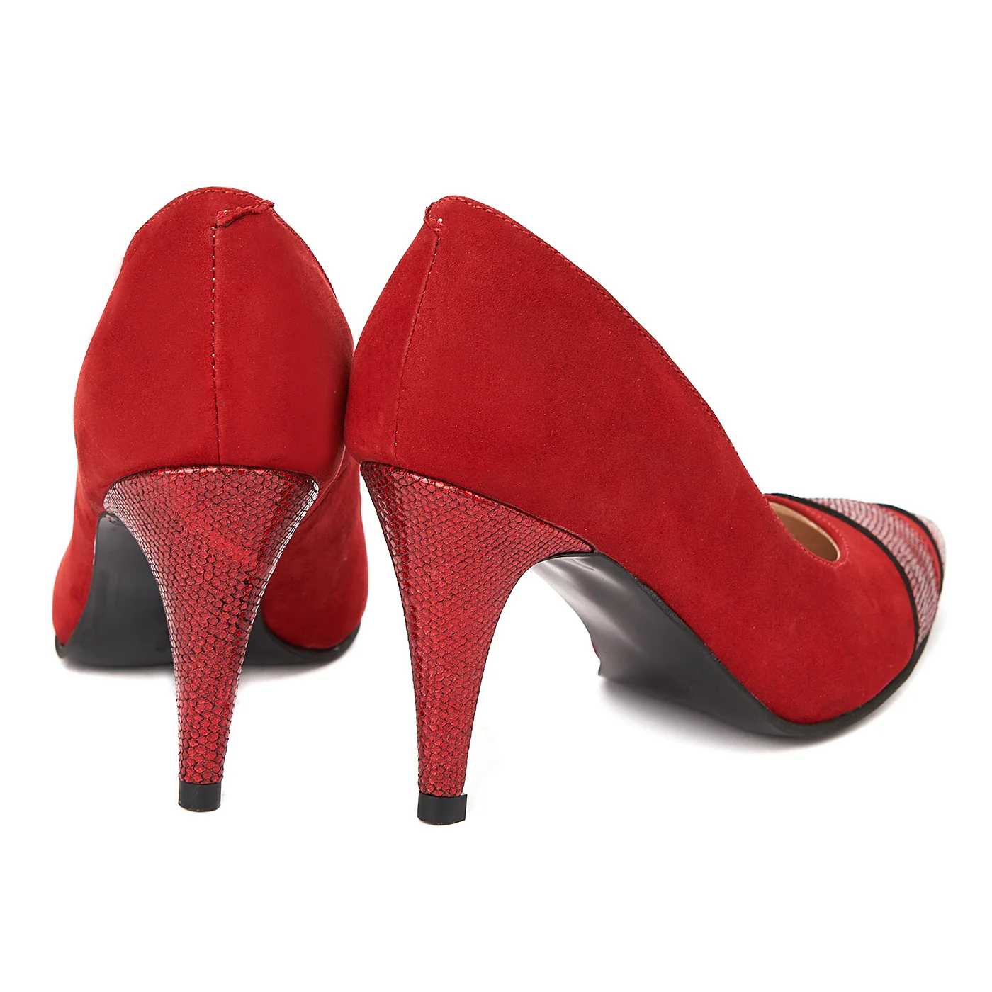 Pantofi toc subtire din piele naturala rosie 4325 - Image 2