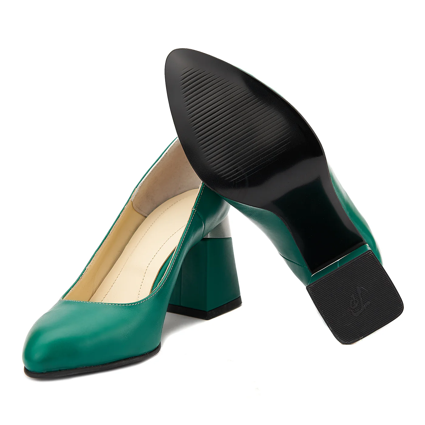 Pantofi Verzi cu Toc Gros 8 Cm din Piele Naturala  4072 - Image 3