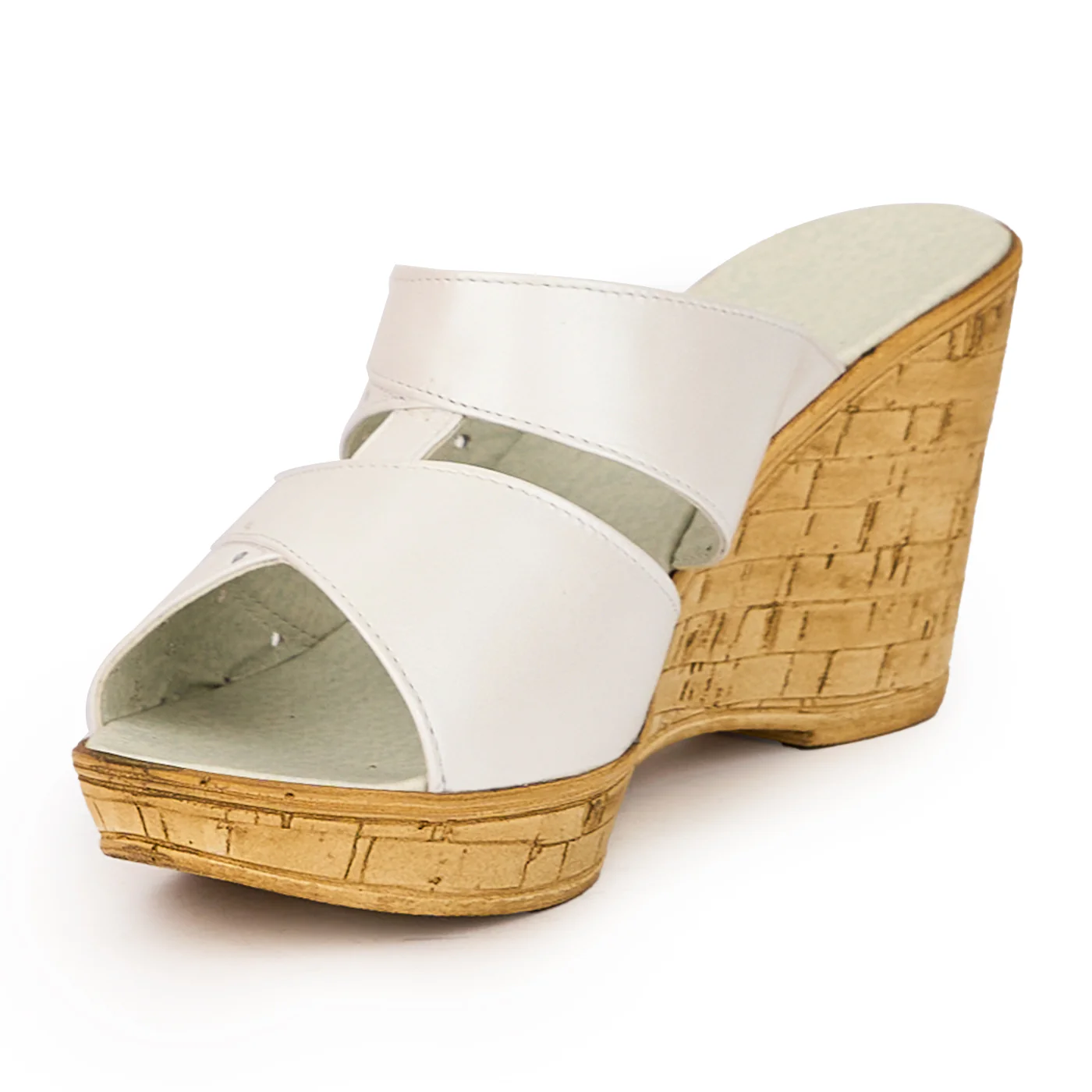 Papuc dama din piele naturala alb-sidefat cu platforma 8.5 cm 16178 - Image 3