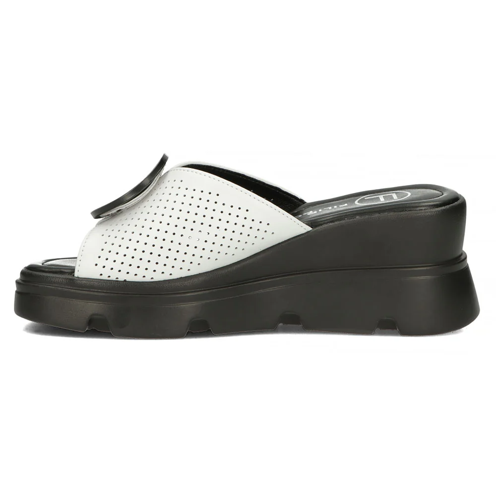 Papuc dama din piele naturala alba cu platforma 13323 - Image 4