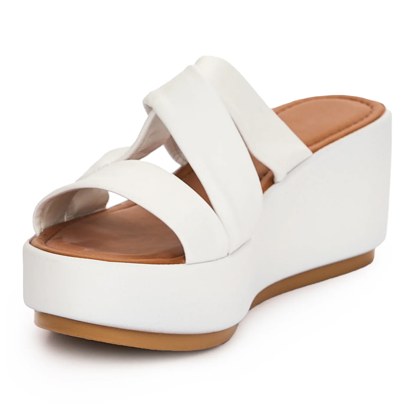 Papuc dama din piele naturala alba cu talpa inalta 13728 - Image 3