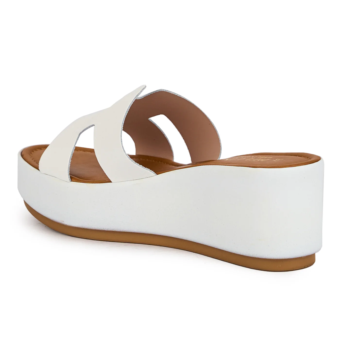 Papuc dama din piele naturala alba cu talpa inalta 16201 - Image 2