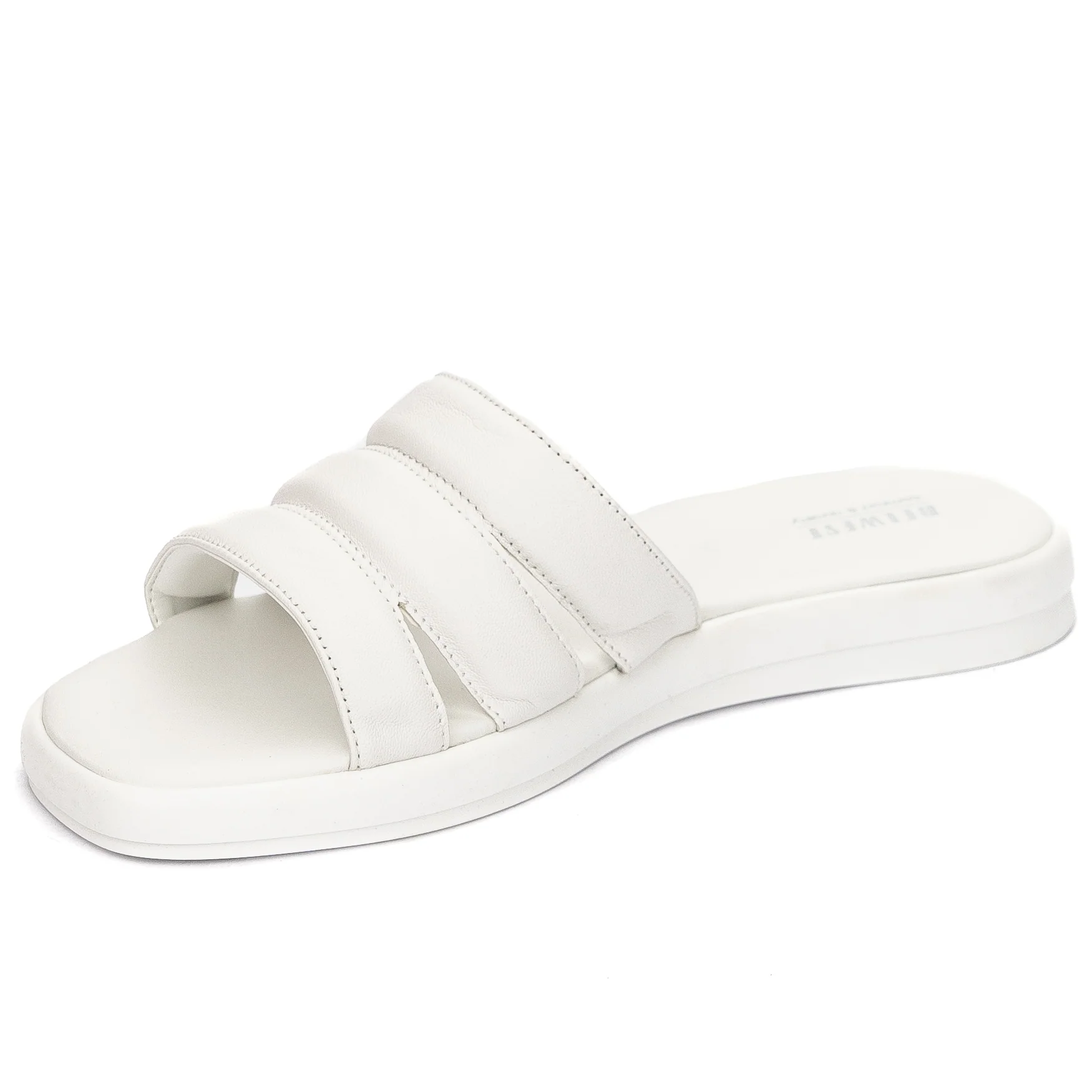 Papuc dama din piele naturala alba cu talpa joasa 13659 - Image 3