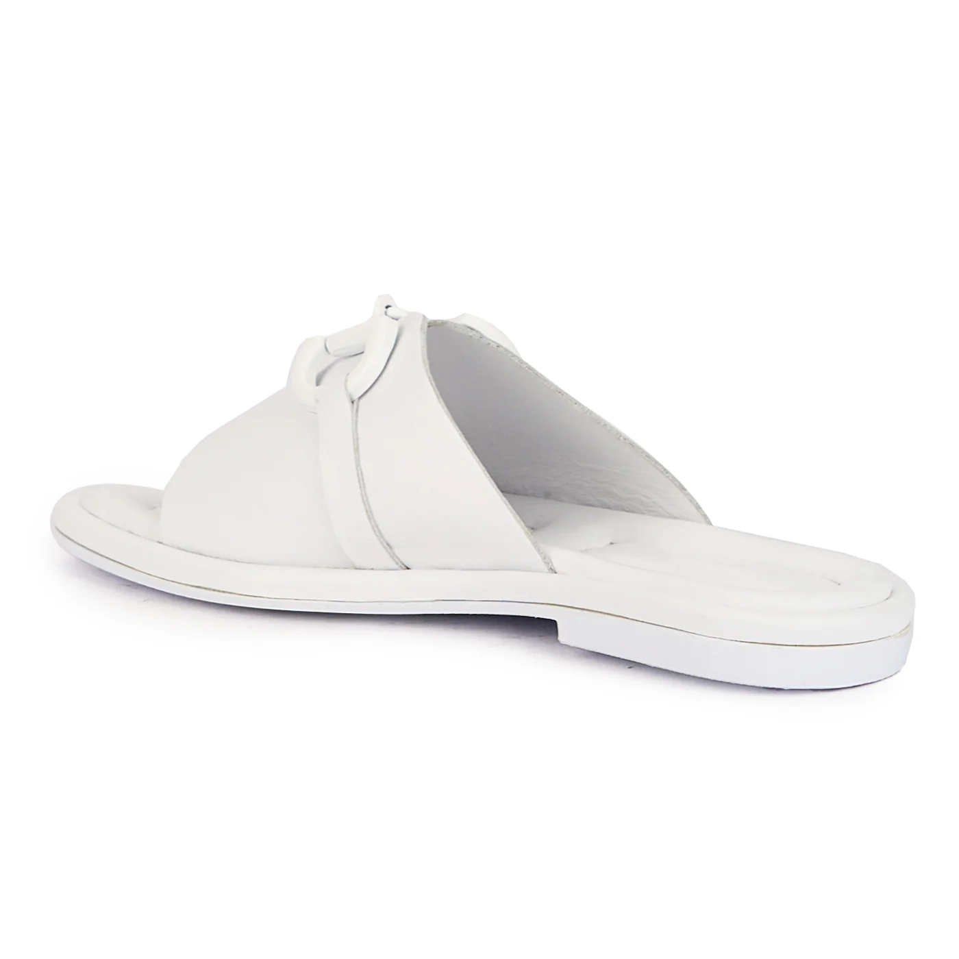 Papuc dama din piele naturala alba cu talpa joasa 16107 - Image 2