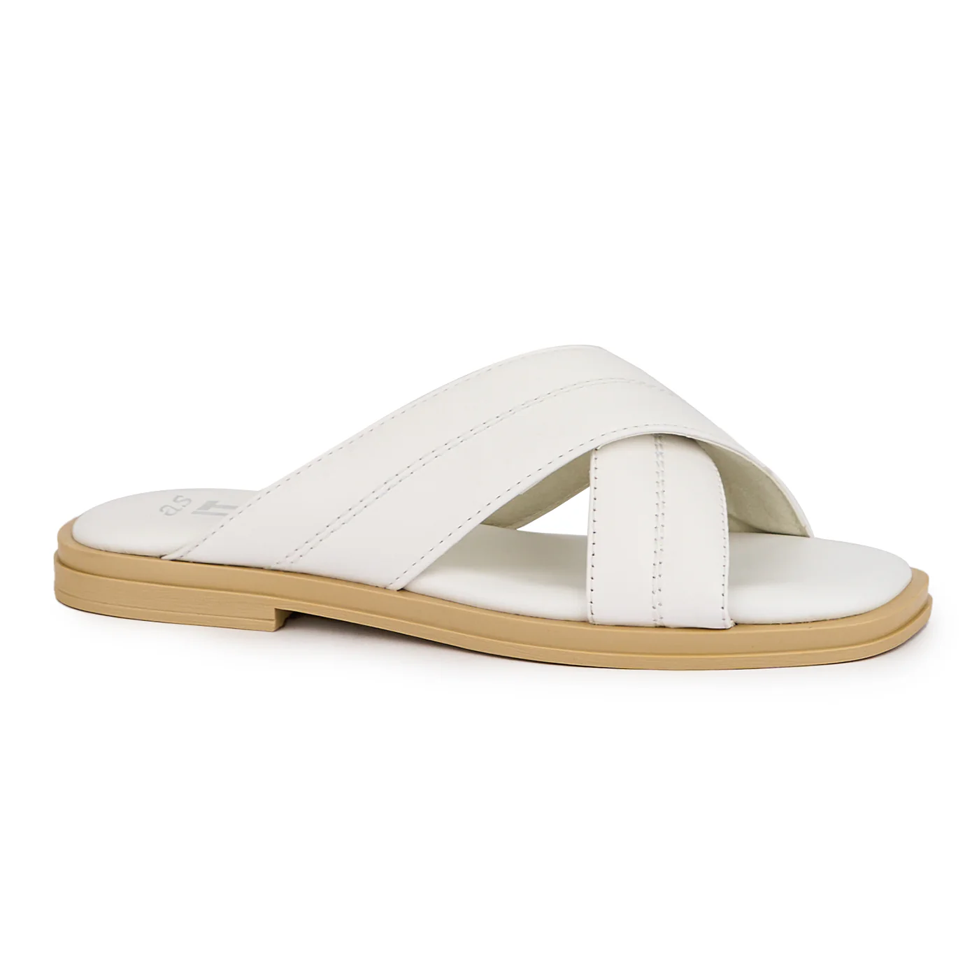 Papuc dama din piele naturala alba cu talpa joasa 16157 - Image 2