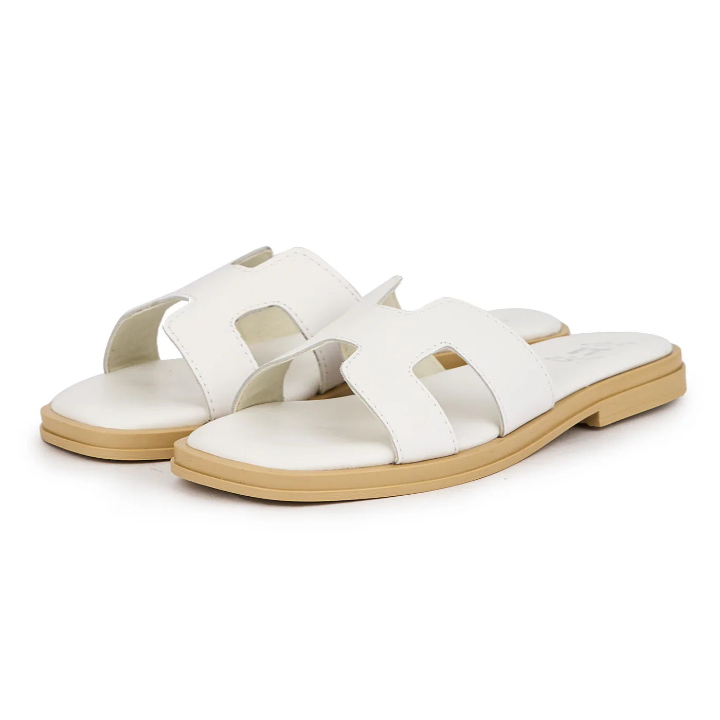 Papuc dama din piele naturala alba cu talpa joasa 16159 - Image 3