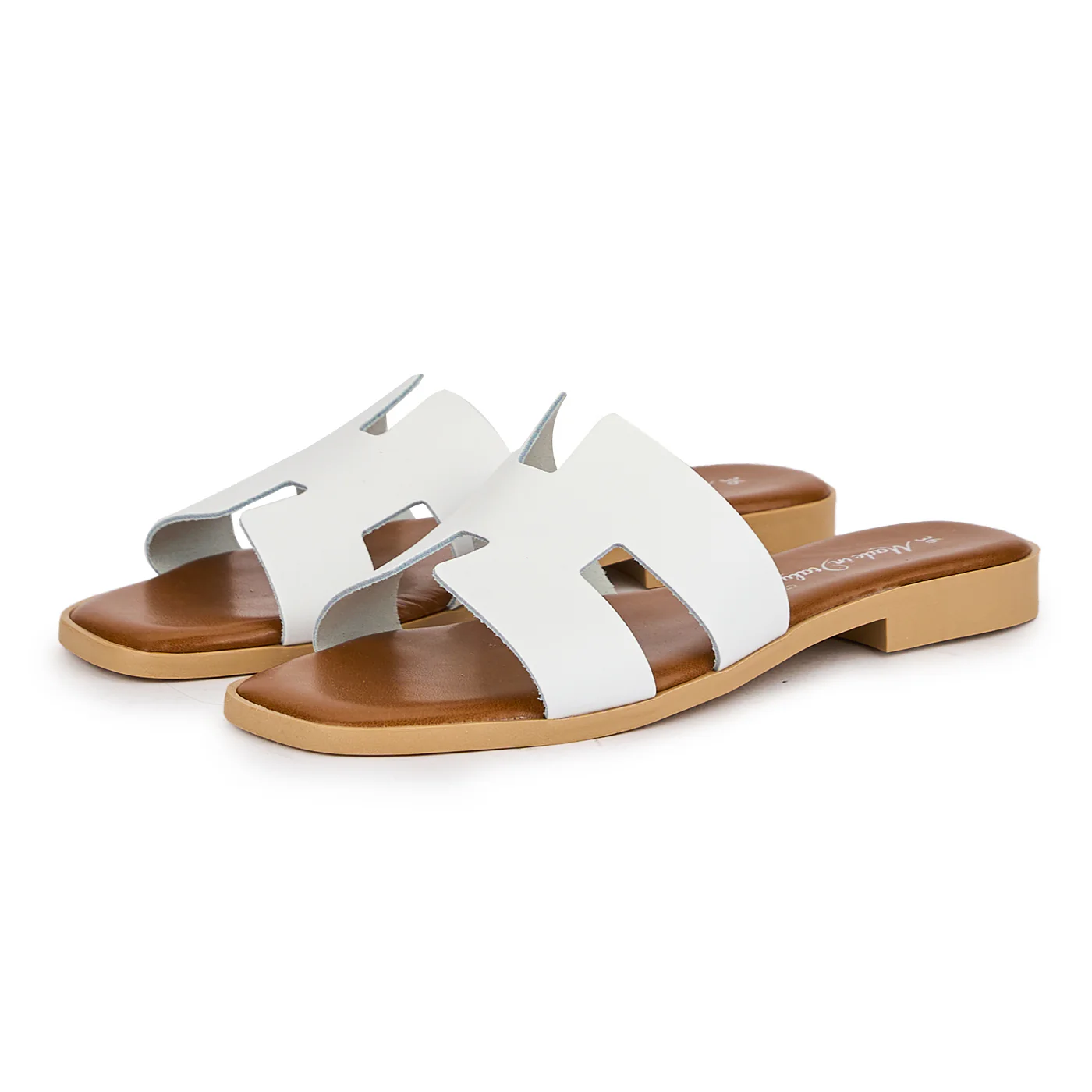 Papuc dama din piele naturala alba cu talpa joasa 16204 - Image 3