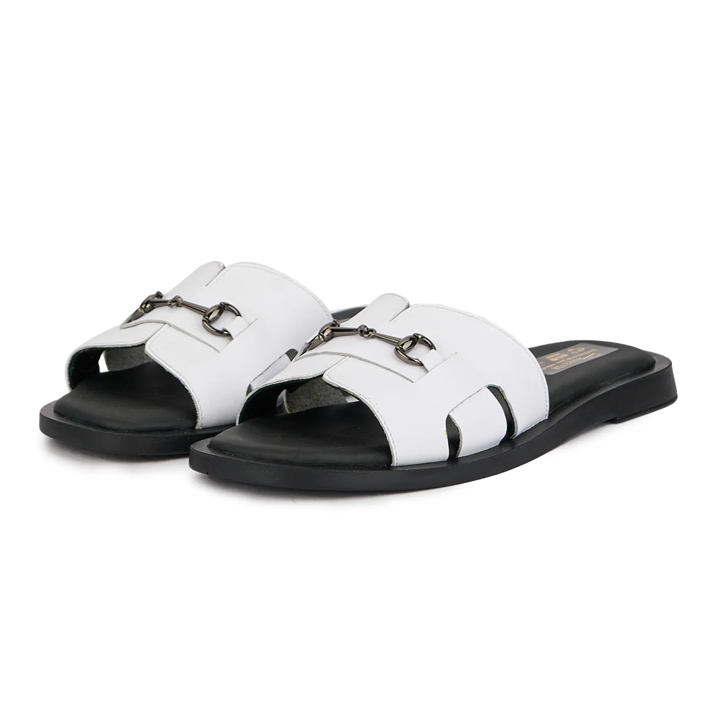 Papuc dama din piele naturala alba cu talpa joasa 16348 - Image 3