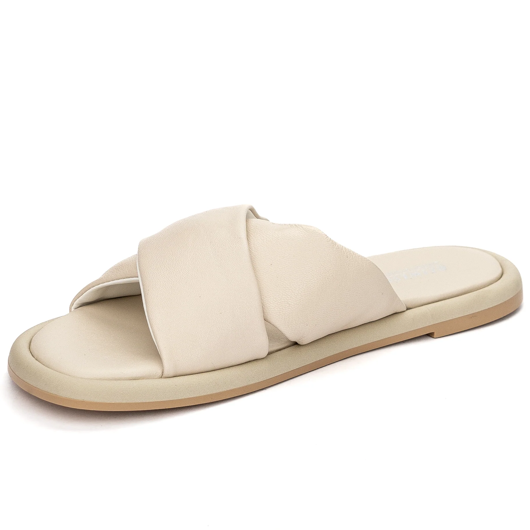 Papuc dama din piele naturala bej cu talpa joasa 13662 - Image 3