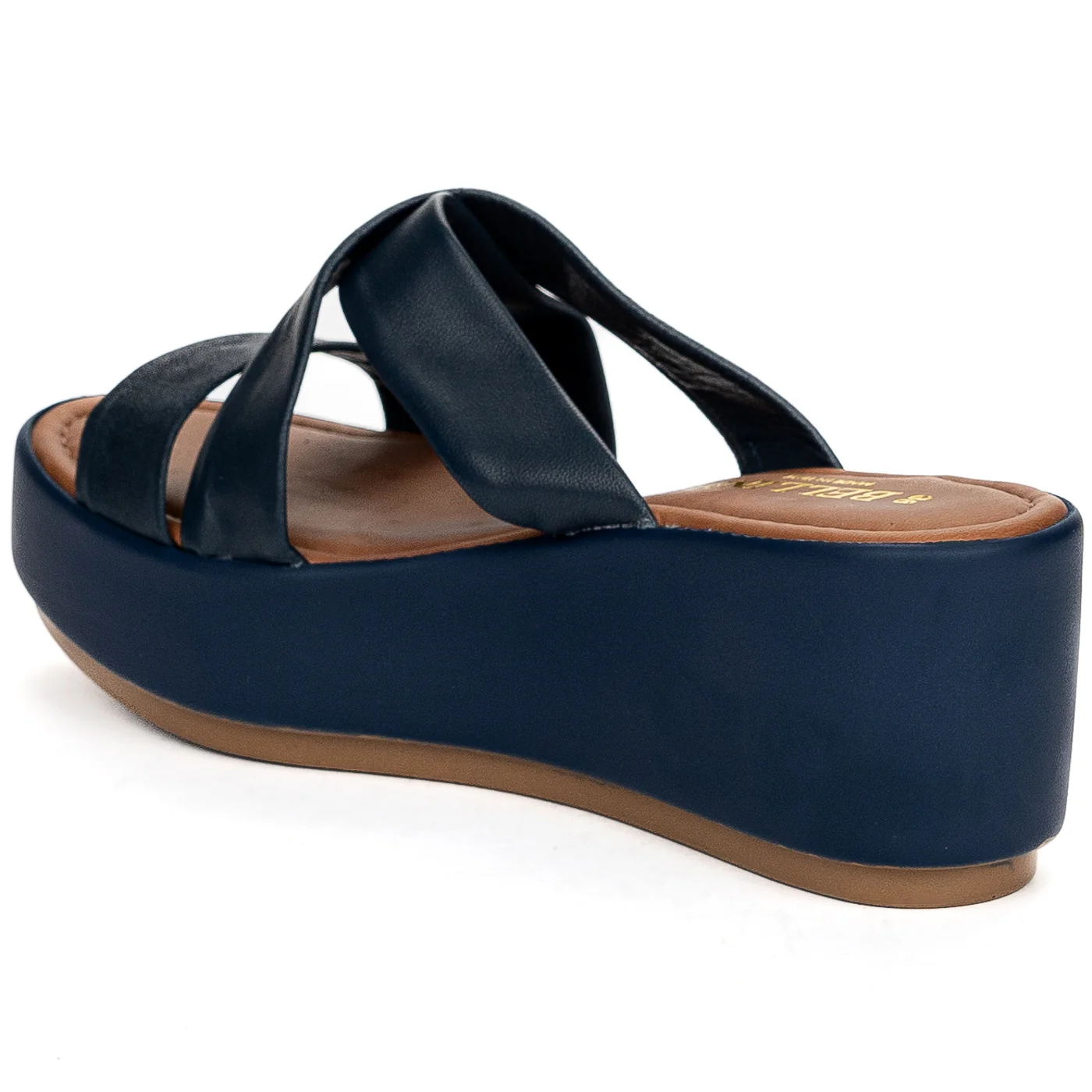 Papuc dama din piele naturala bleumarin cu talpa inalta 13730 - Image 2