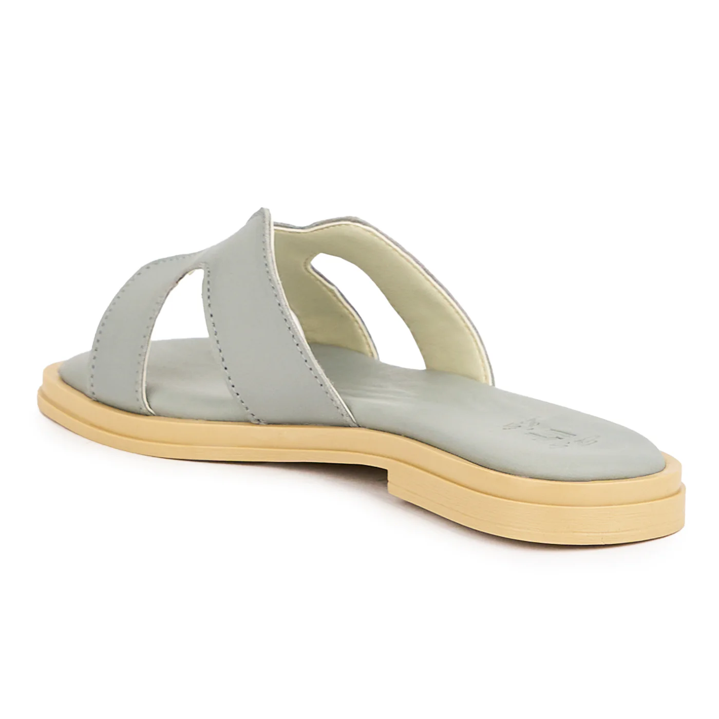 Papuc dama din piele naturala gri cu talpa joasa 16155 - Image 2
