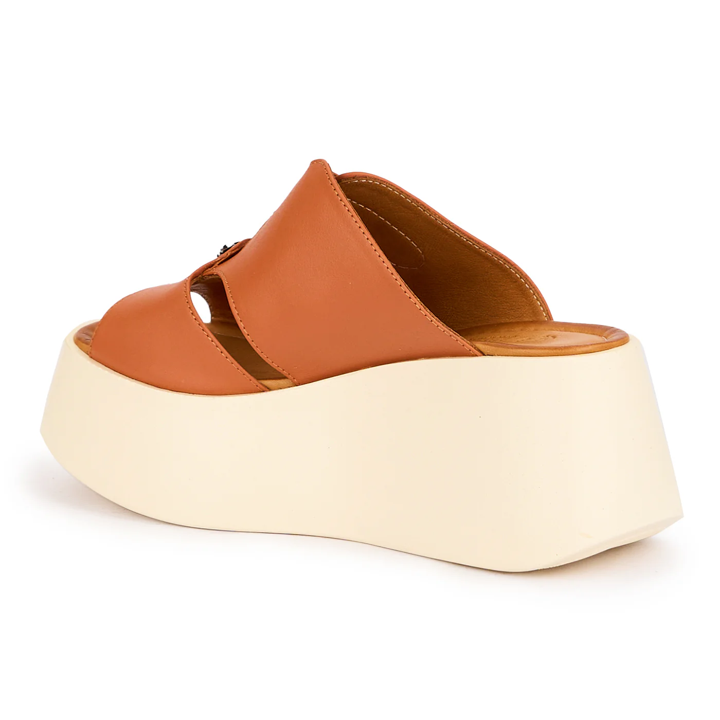 Papuc dama din piele naturala maro cu talpa inalta 7.5 cm 16324 - Image 2