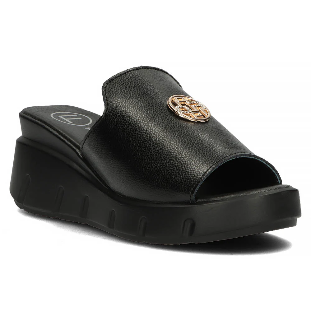 Papuc dama din piele naturala neagra cu platforma 13308 - Image 6