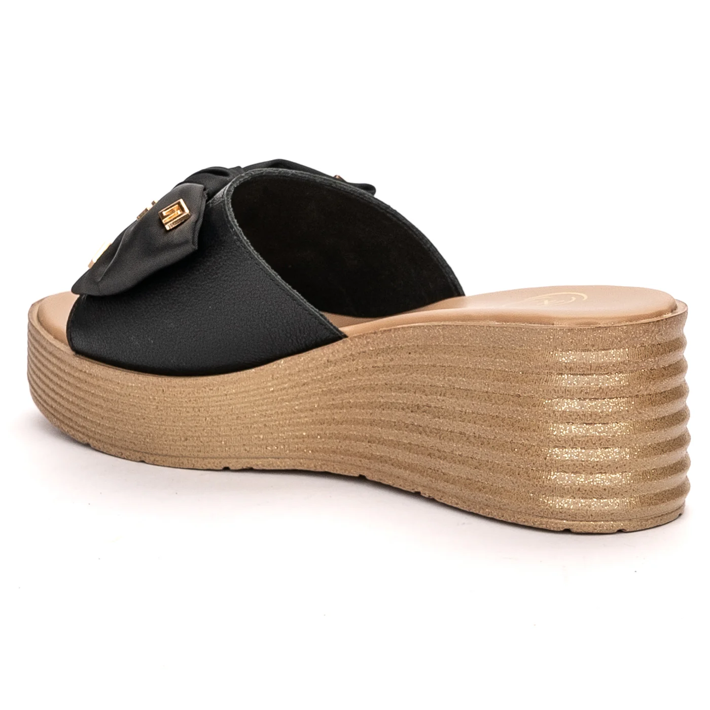 Papuc dama din piele naturala neagra cu platforma 13466 - Image 2