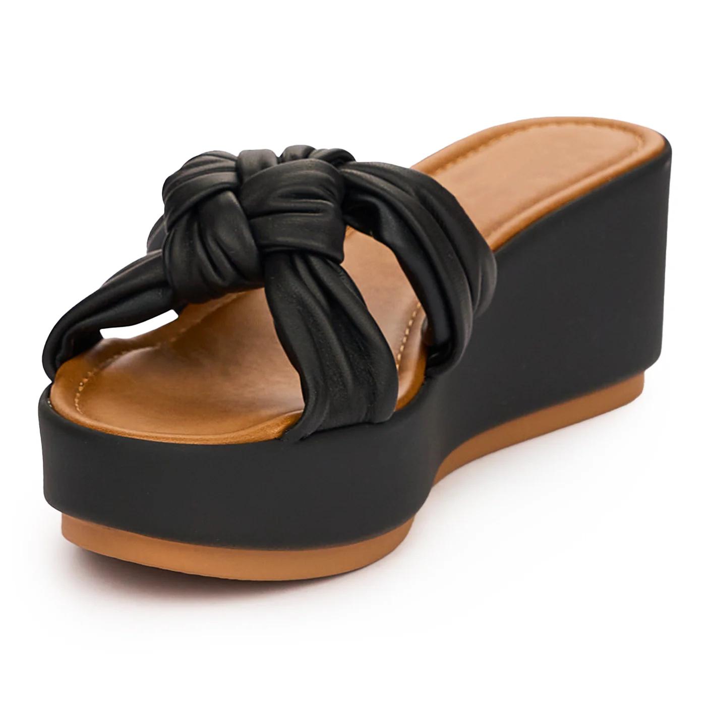 Papuc dama din piele naturala neagra cu talpa inalta 13735 - Image 3