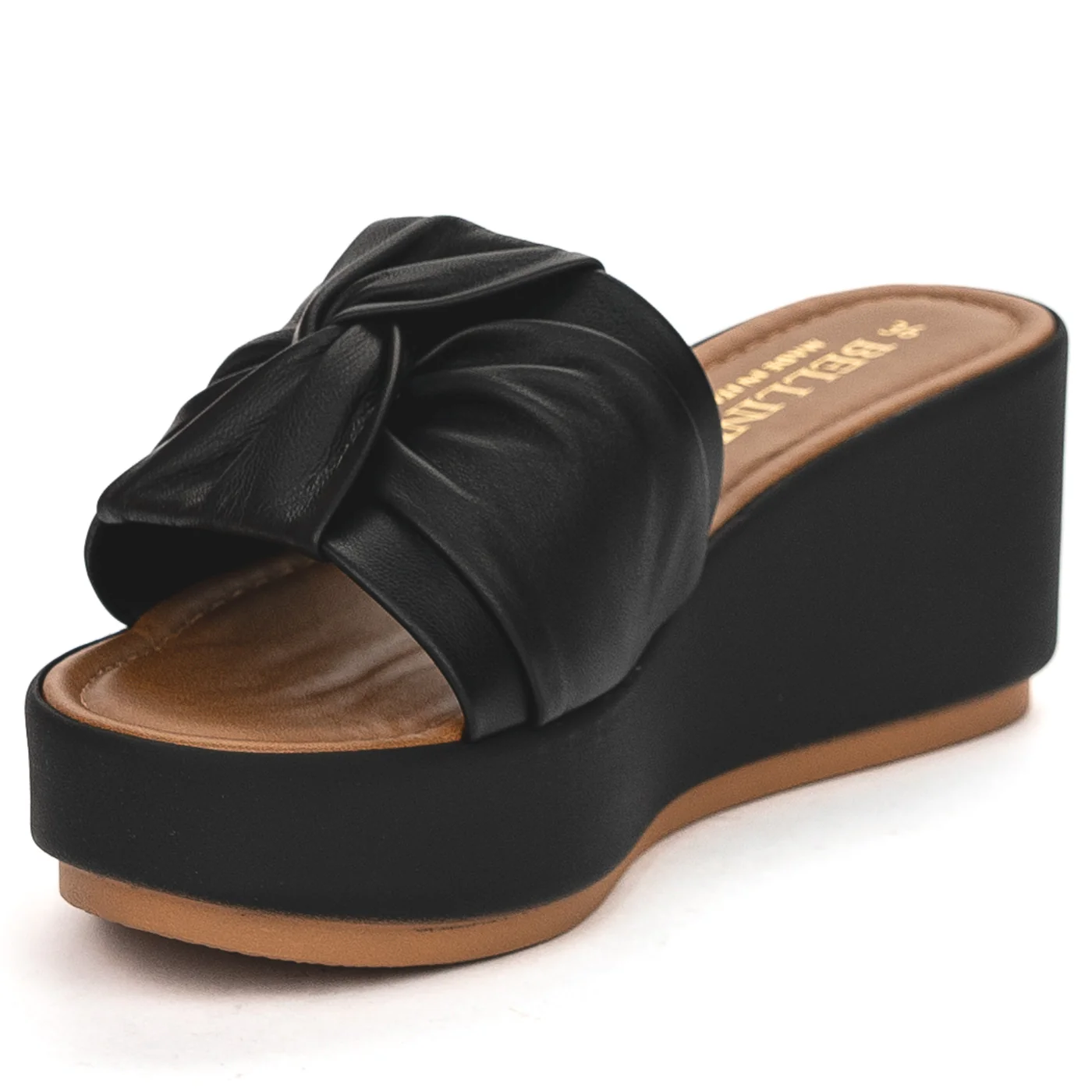 Papuc dama din piele naturala neagra cu talpa inalta 13830 - Image 3
