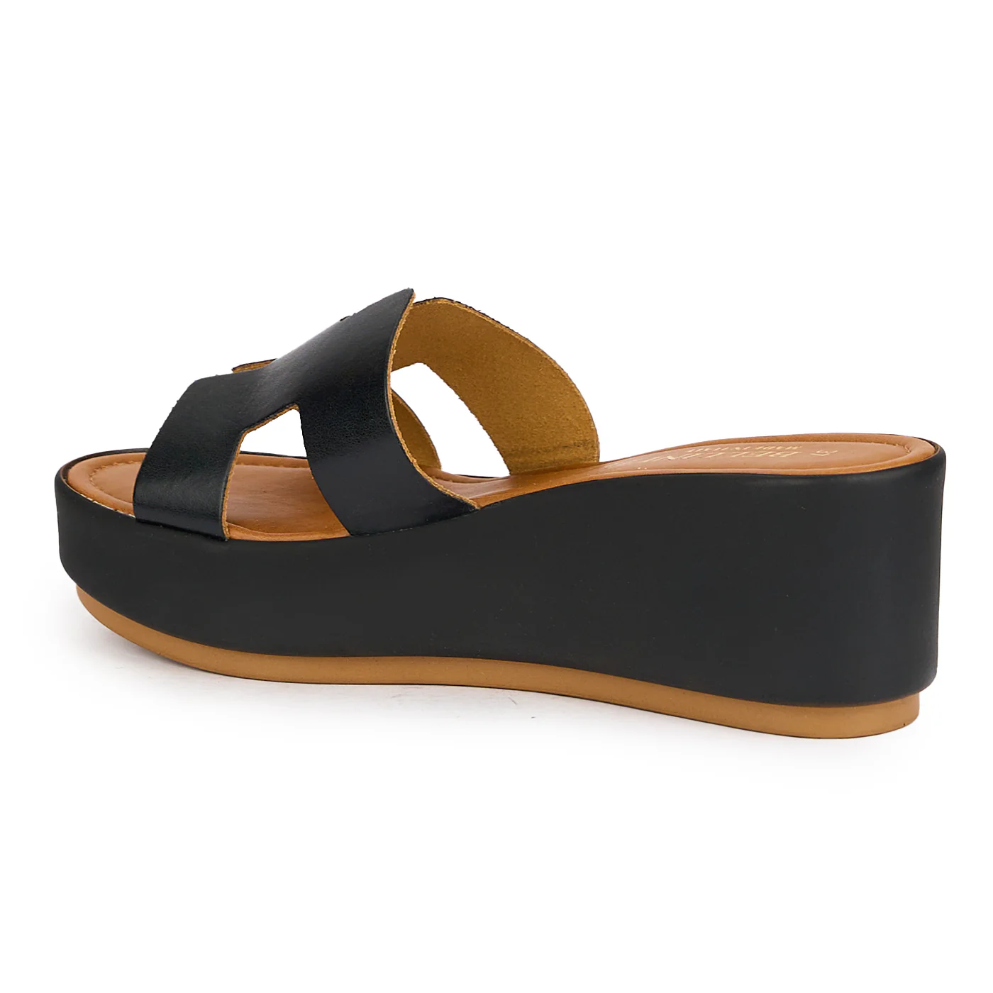 Papuc dama din piele naturala neagra cu talpa inalta 16200 - Image 2