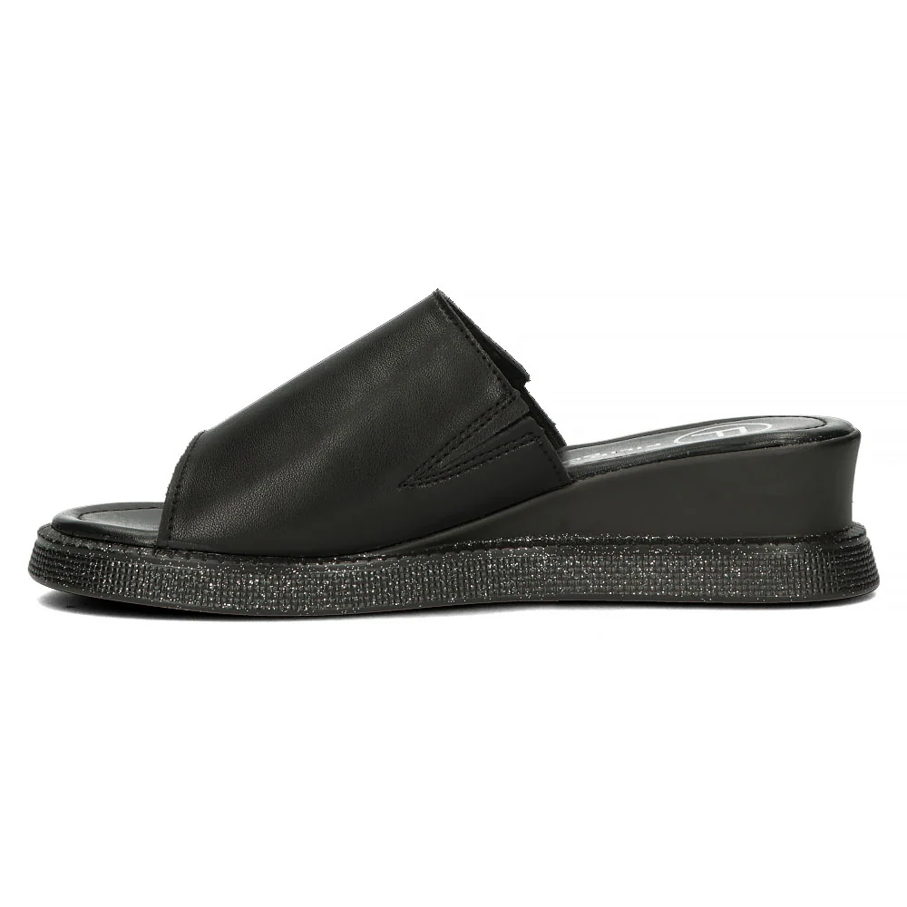 Papuc dama din piele naturala neagra cu talpa joasa 13331 - Image 2