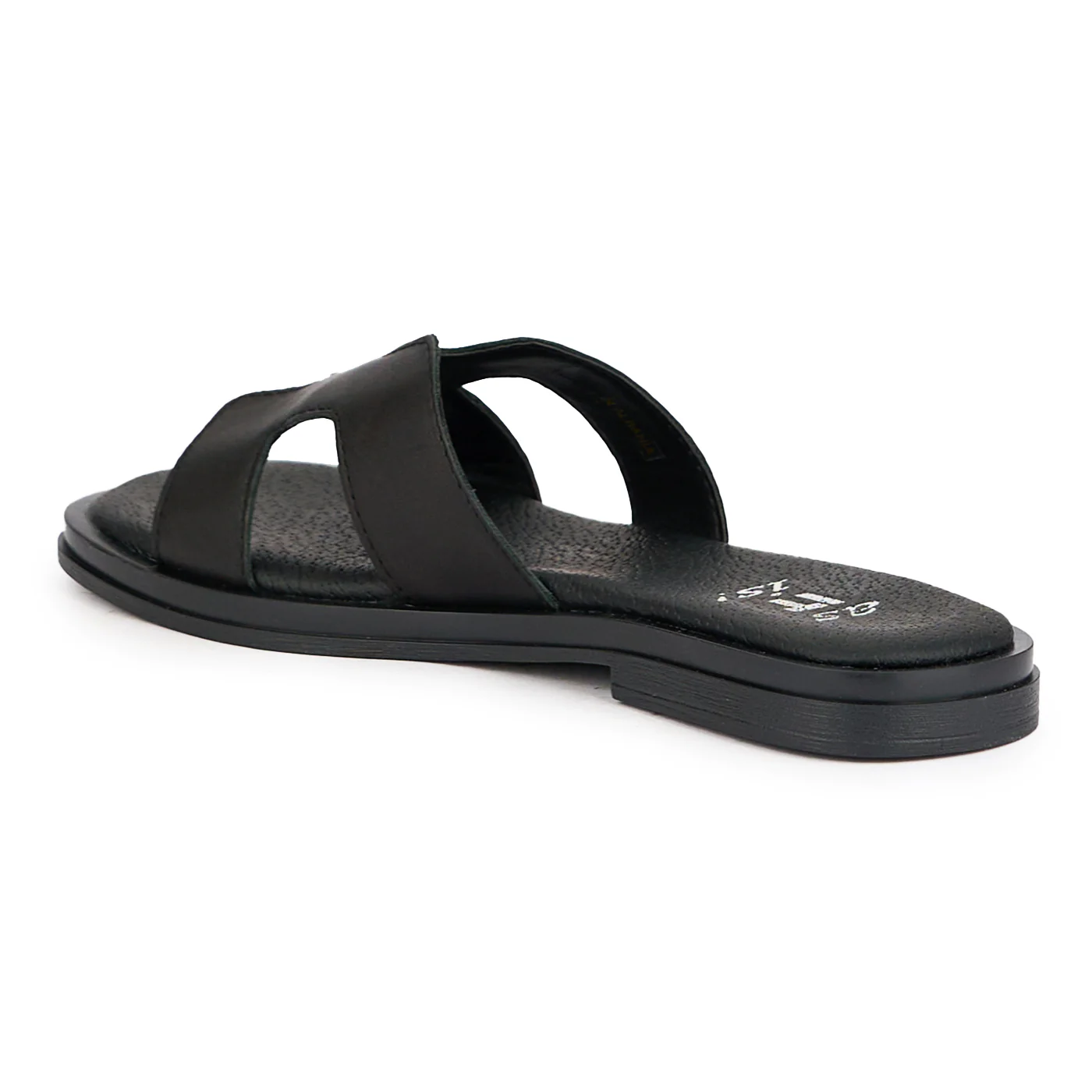 Papuc dama din piele naturala neagra cu talpa joasa 16156 - Image 2