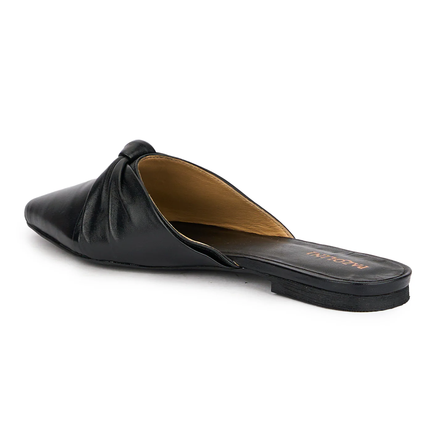 Papuc dama din piele naturala neagra cu talpa joasa 16203 - Image 2