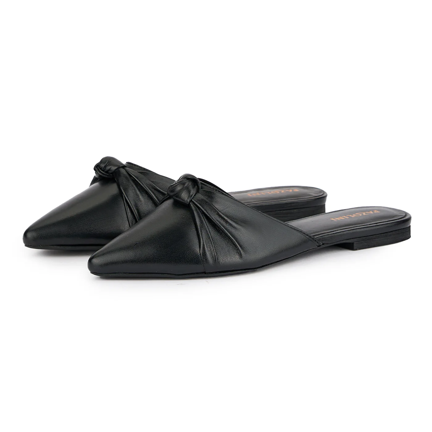 Papuc dama din piele naturala neagra cu talpa joasa 16203 - Image 3