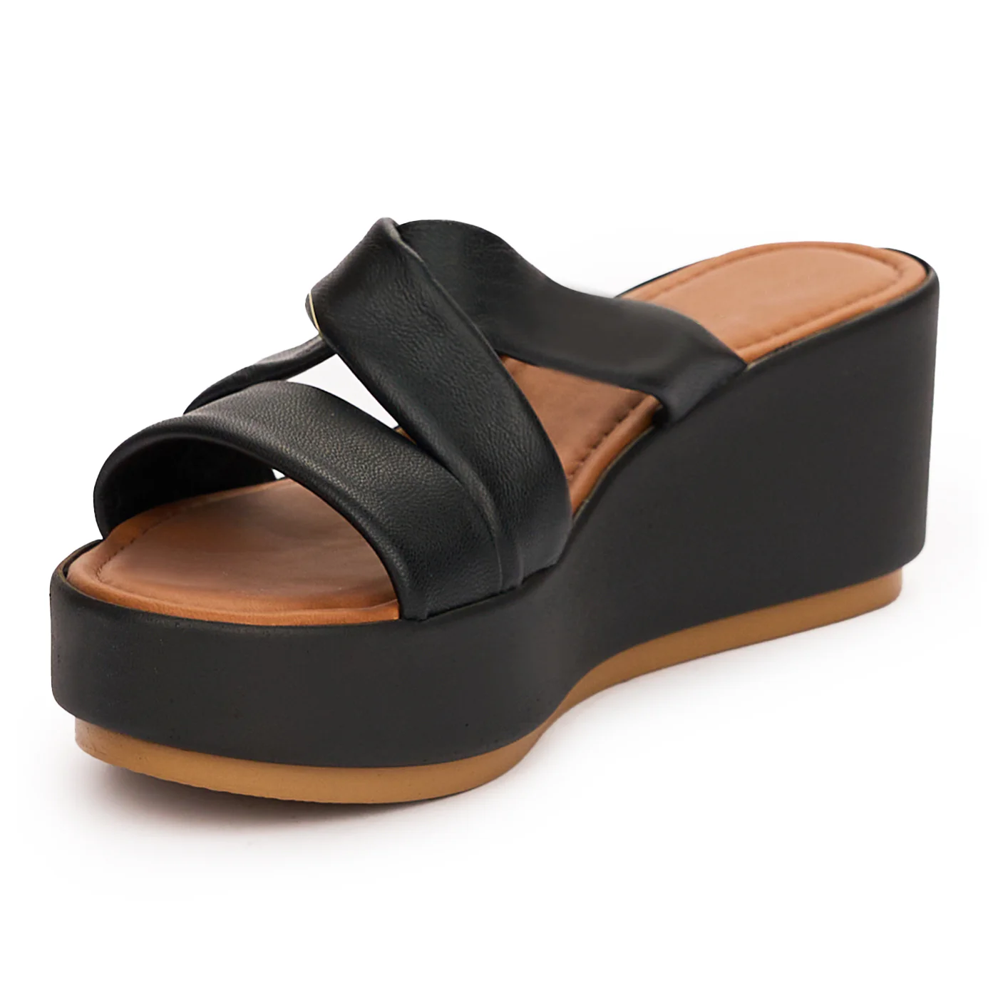 Papuc dama din piele naturala negru cu talpa inalta 13727 - Image 3