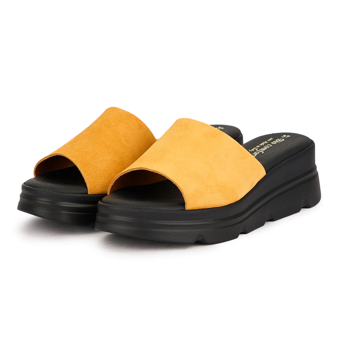Papuc dama din piele naturala portocalie cu platforma 16591 - Image 3