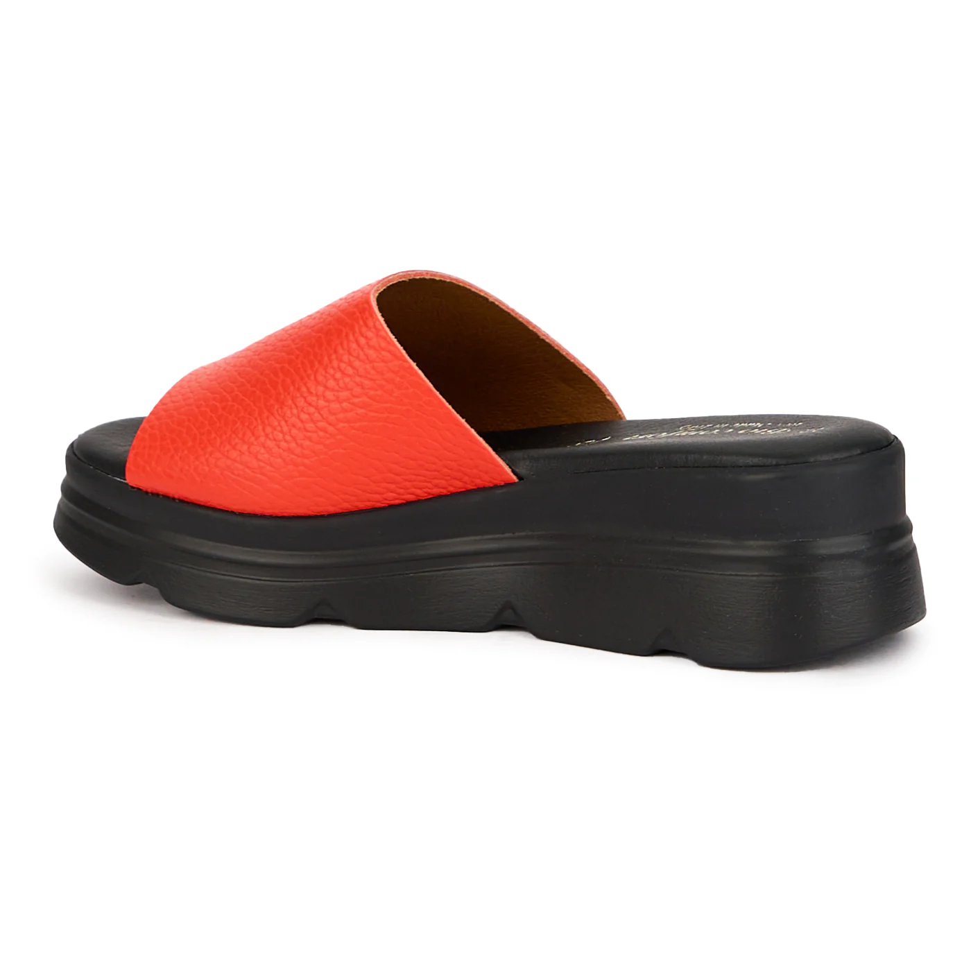 Papuc dama din piele naturala rosie cu platforma 16592 - Image 2