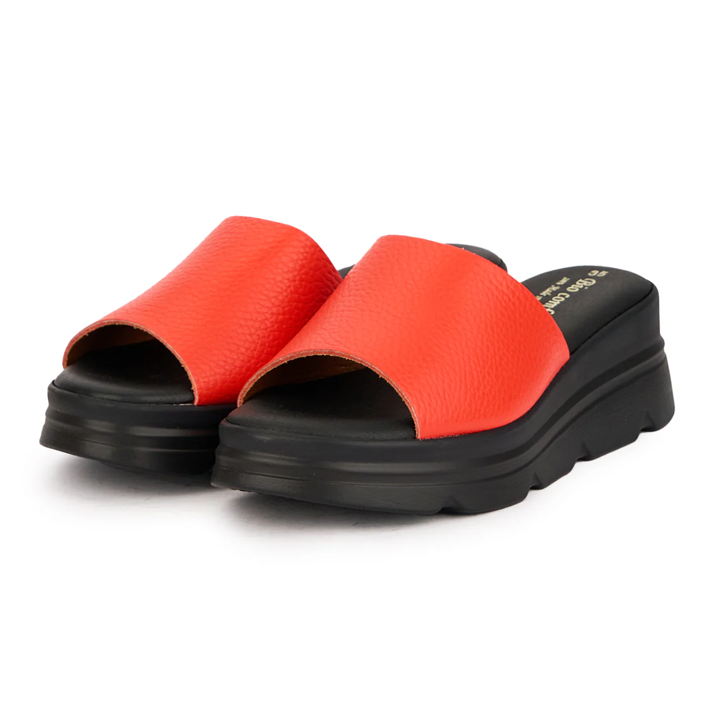 Papuc dama din piele naturala rosie cu platforma 16592 - Image 3
