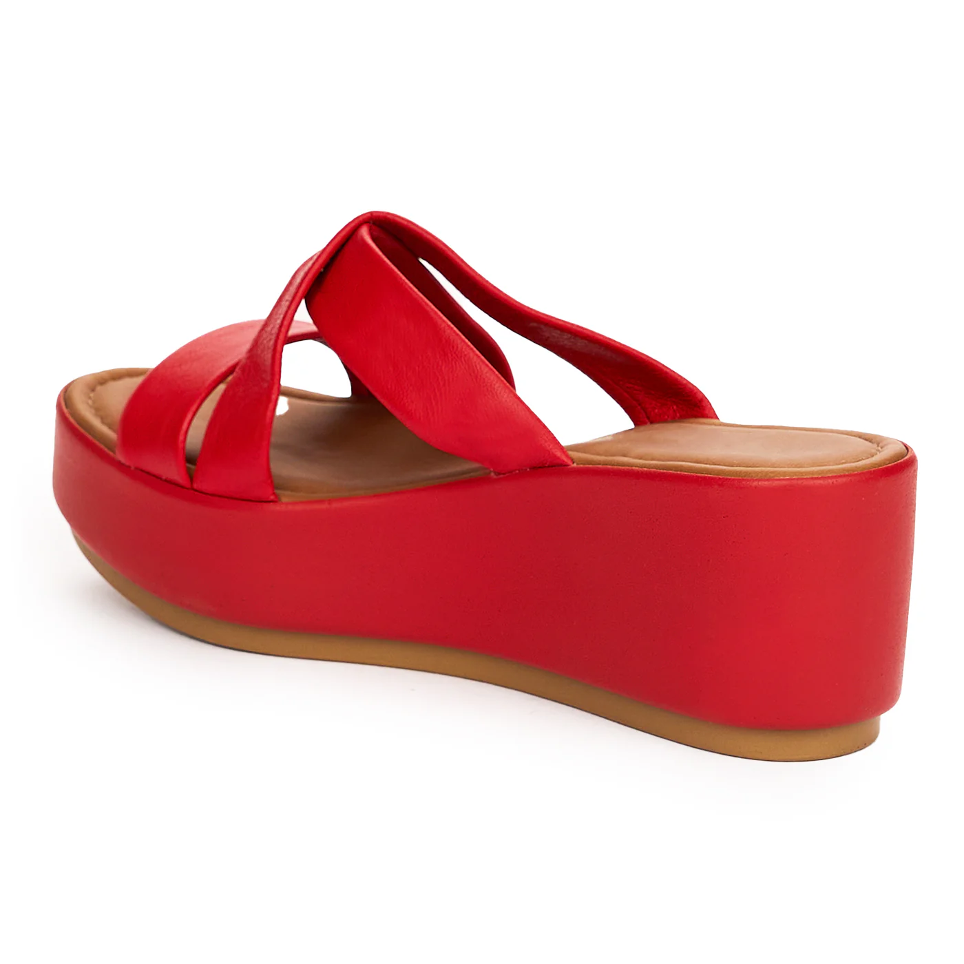 Papuc dama din piele naturala rosie cu talpa inalta 13729 - Image 2