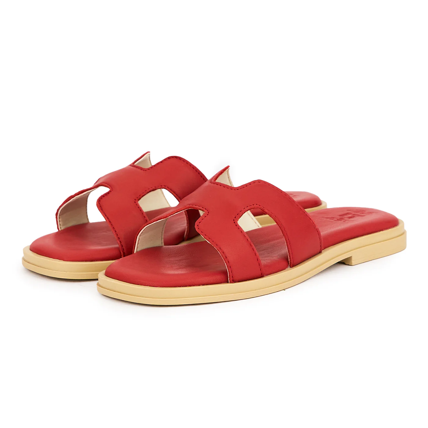 Papuc dama din piele naturala rosie cu talpa joasa 16154 - Image 3