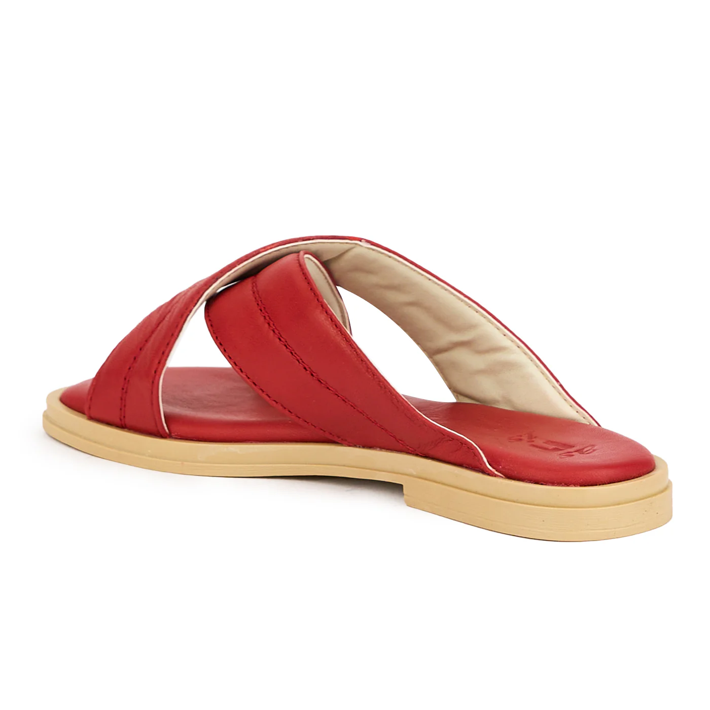 Papuc dama din piele naturala rosie cu talpa joasa 16160 - Image 3