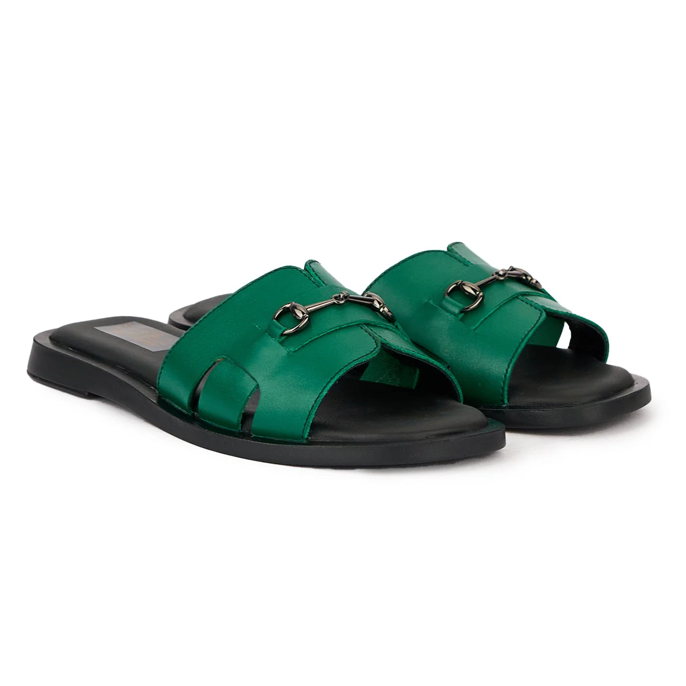 Papuc dama din piele naturala verde cu talpa joasa 16351 - Image 2