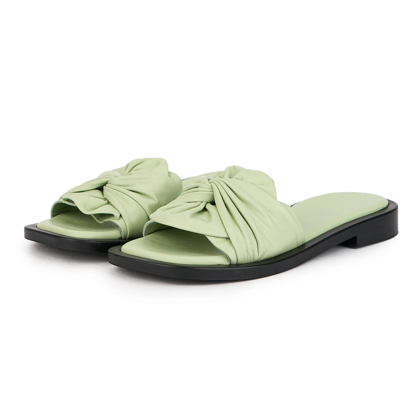 Papuc dama din piele naturala verde-menta cu talpa joasa 16112 - Image 3
