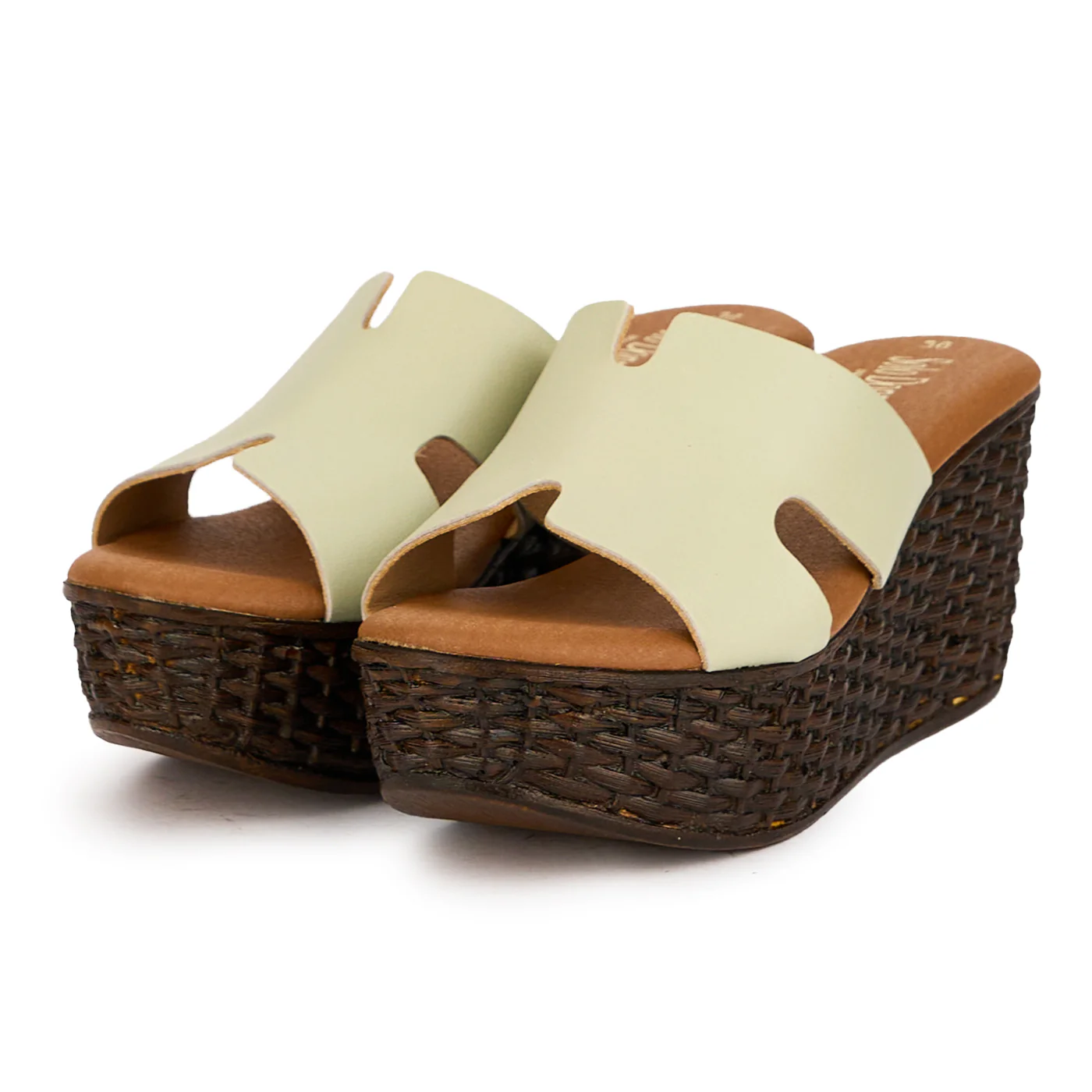 Papuc dama din piele naturala verde-salvie cu platforma 7 cm 16597 - Image 3