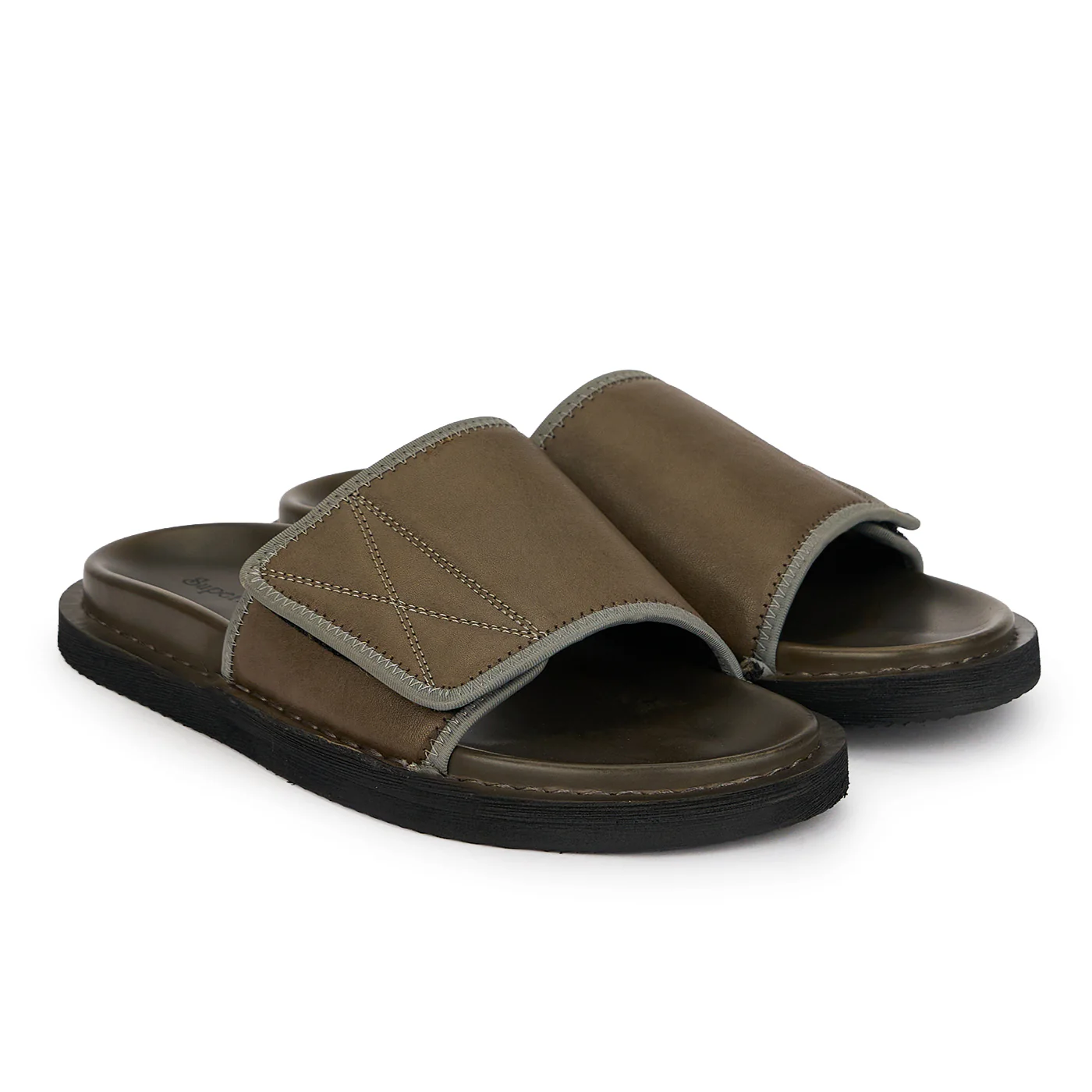 Papuci barbati din piele naturala kaki 20190 - Image 4