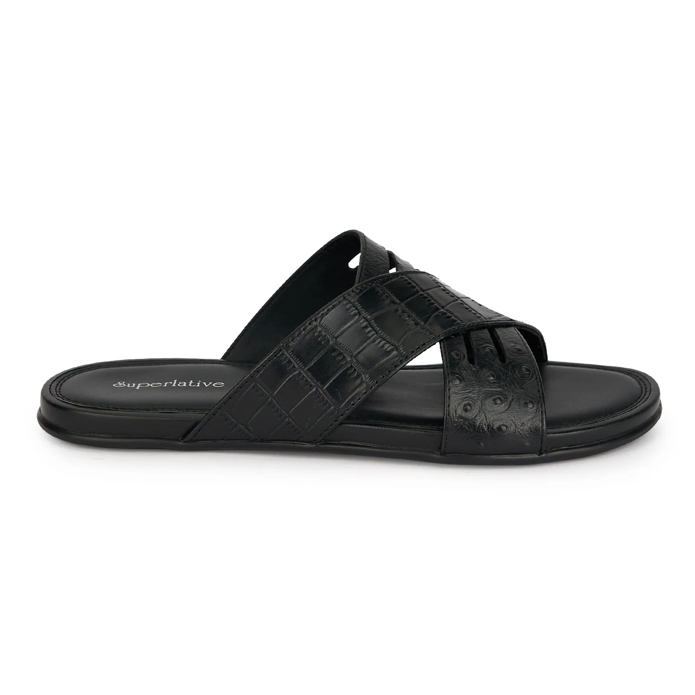 Papuci barbati din piele naturala neagra 20139