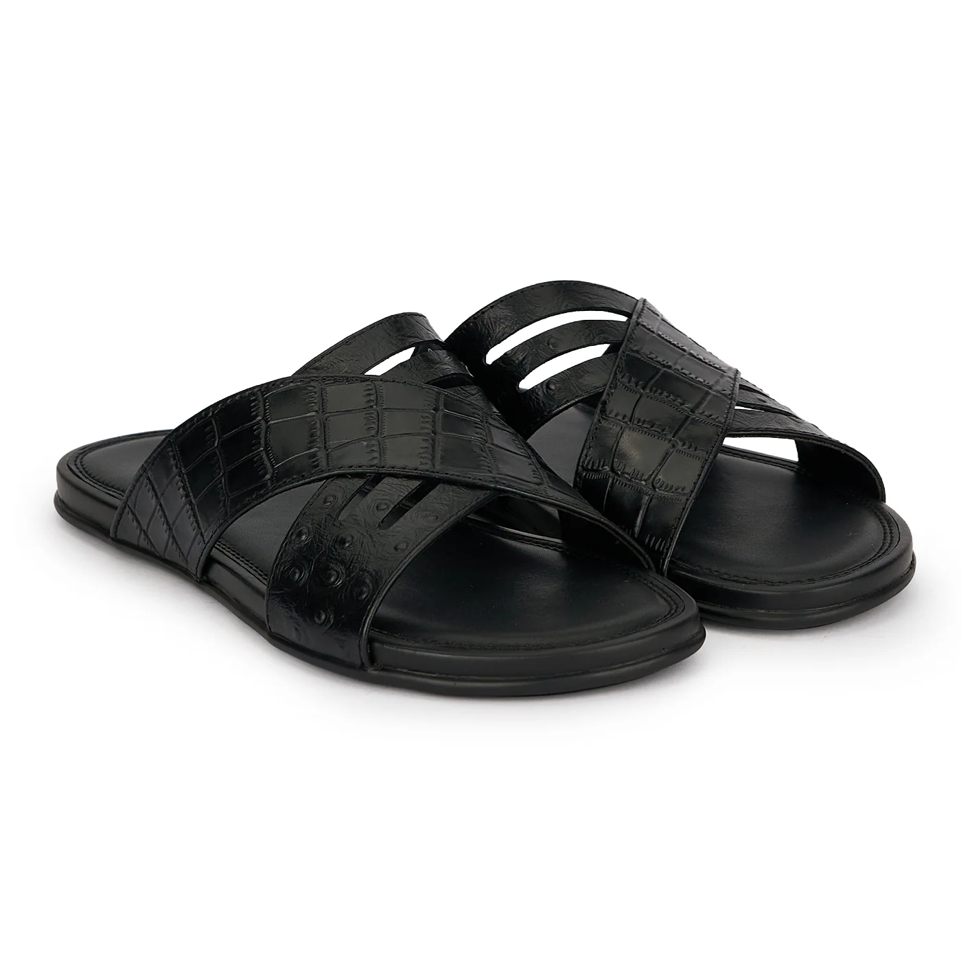 Papuci barbati din piele naturala neagra 20139 - Image 4