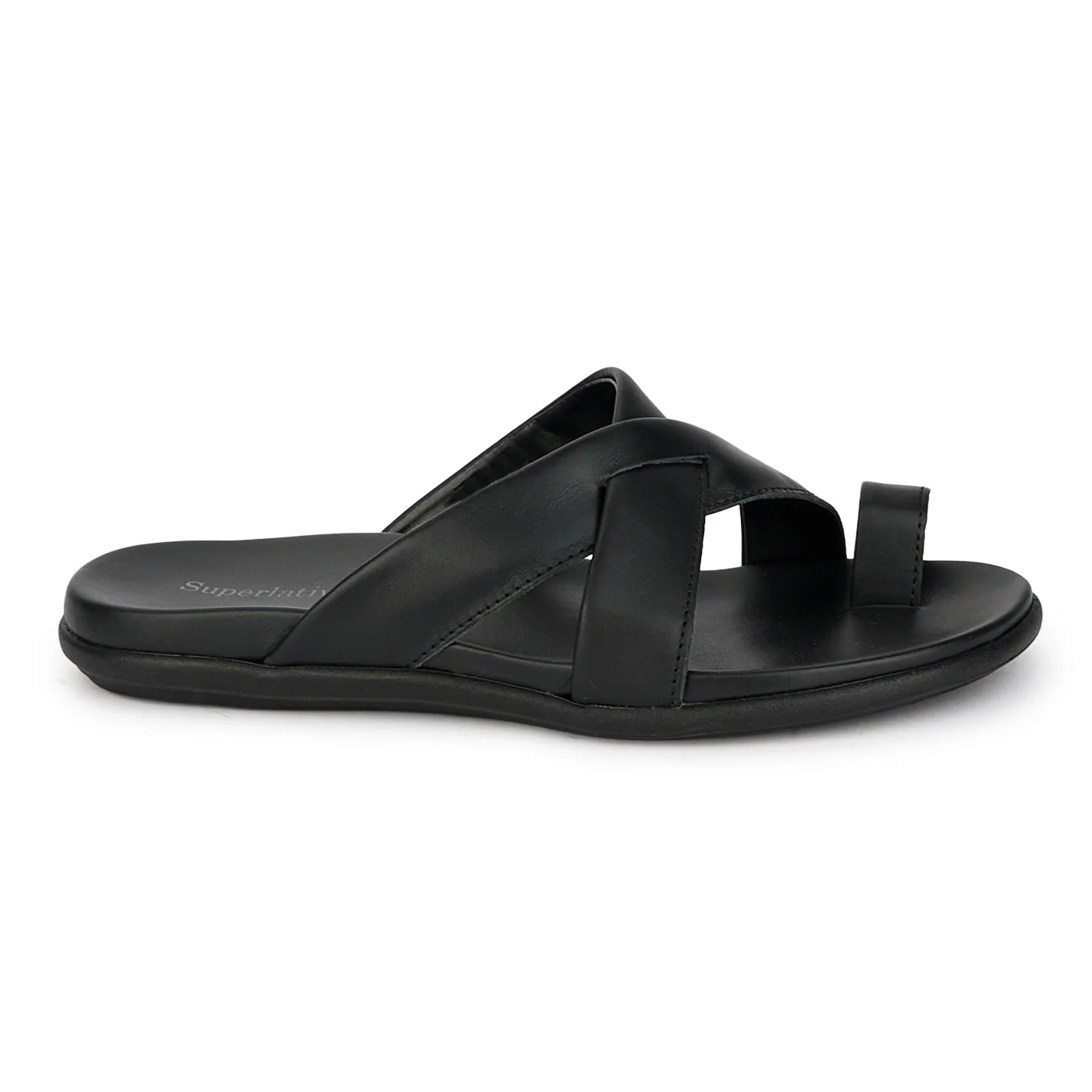 Papuci barbati din piele naturala neagra 7897