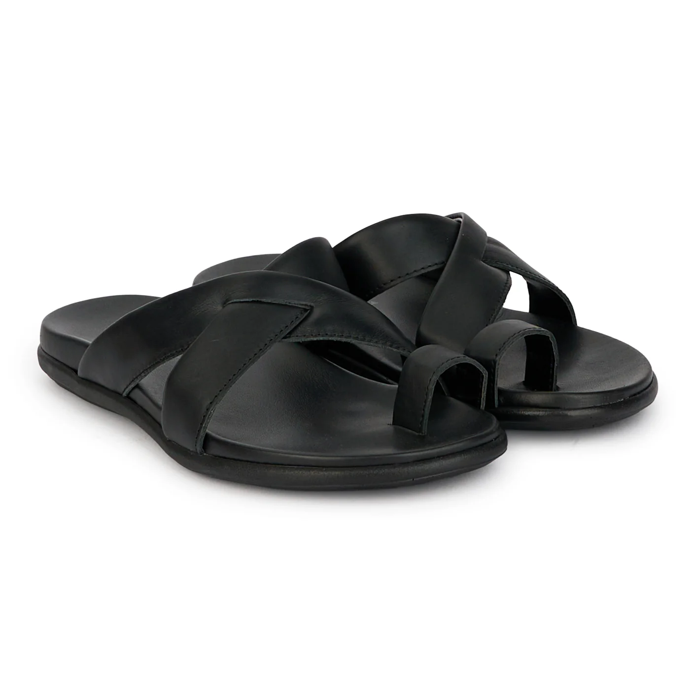 Papuci barbati din piele naturala neagra 7897 - Image 4