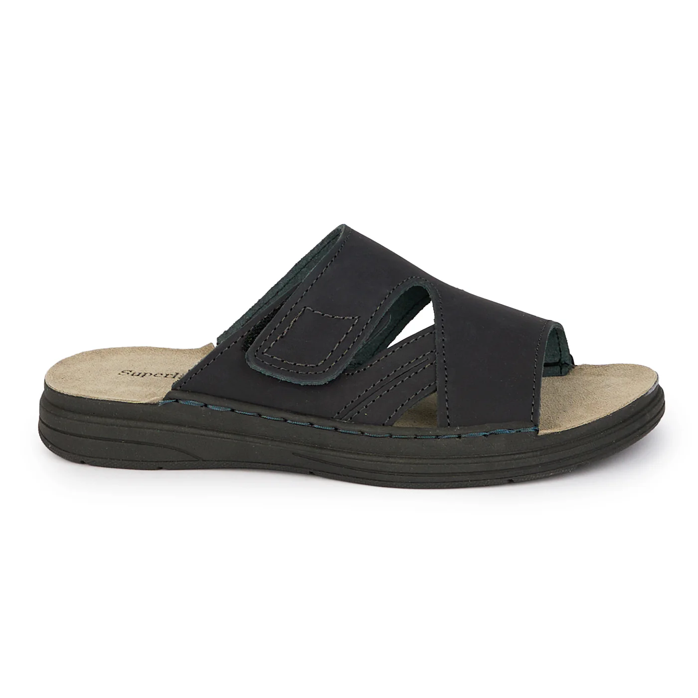 Papuci barbati din piele naturala neagra 7899