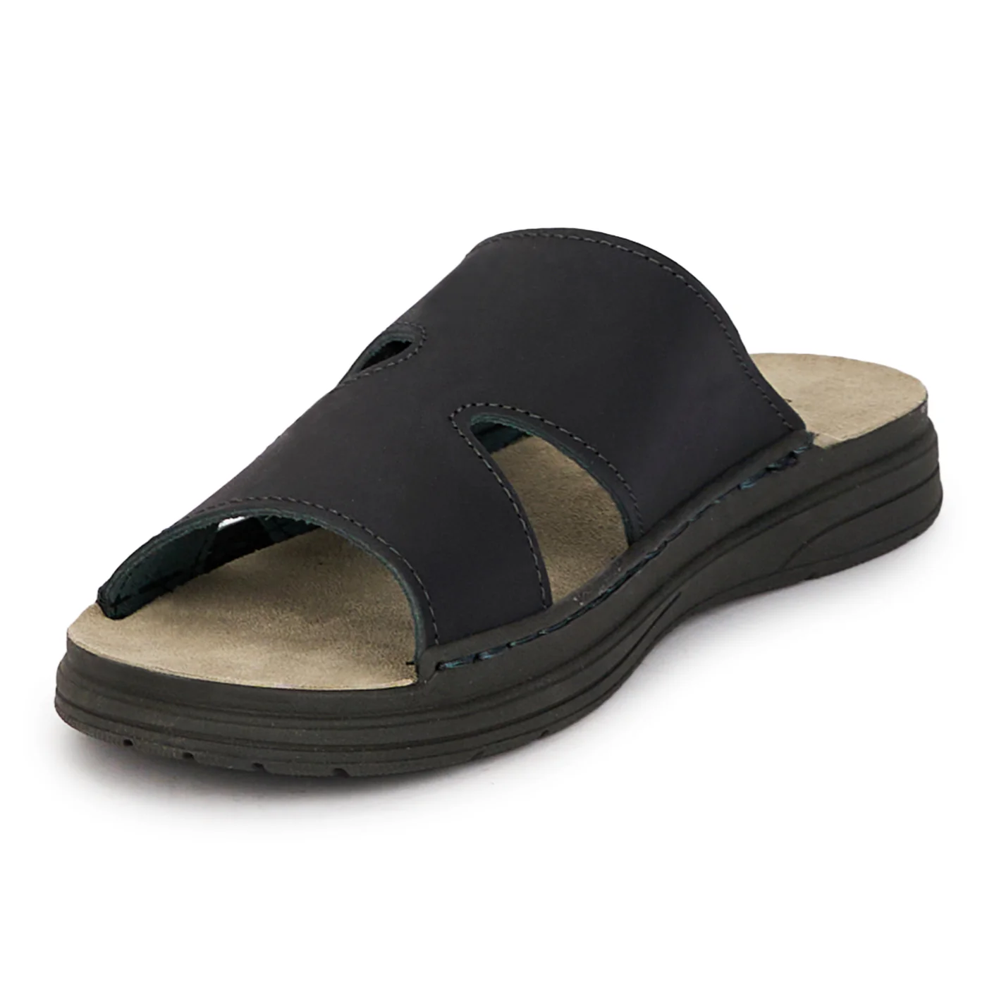 Papuci barbati din piele naturala neagra 7899 - Image 3