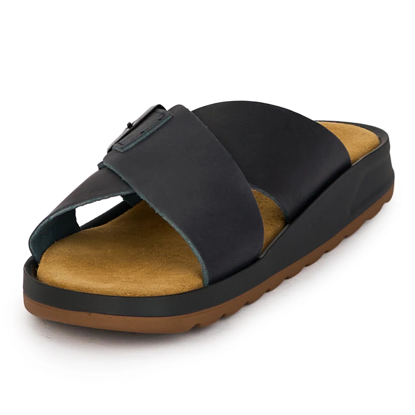 Papuci barbati din piele naturala neagra 7901 - Image 3