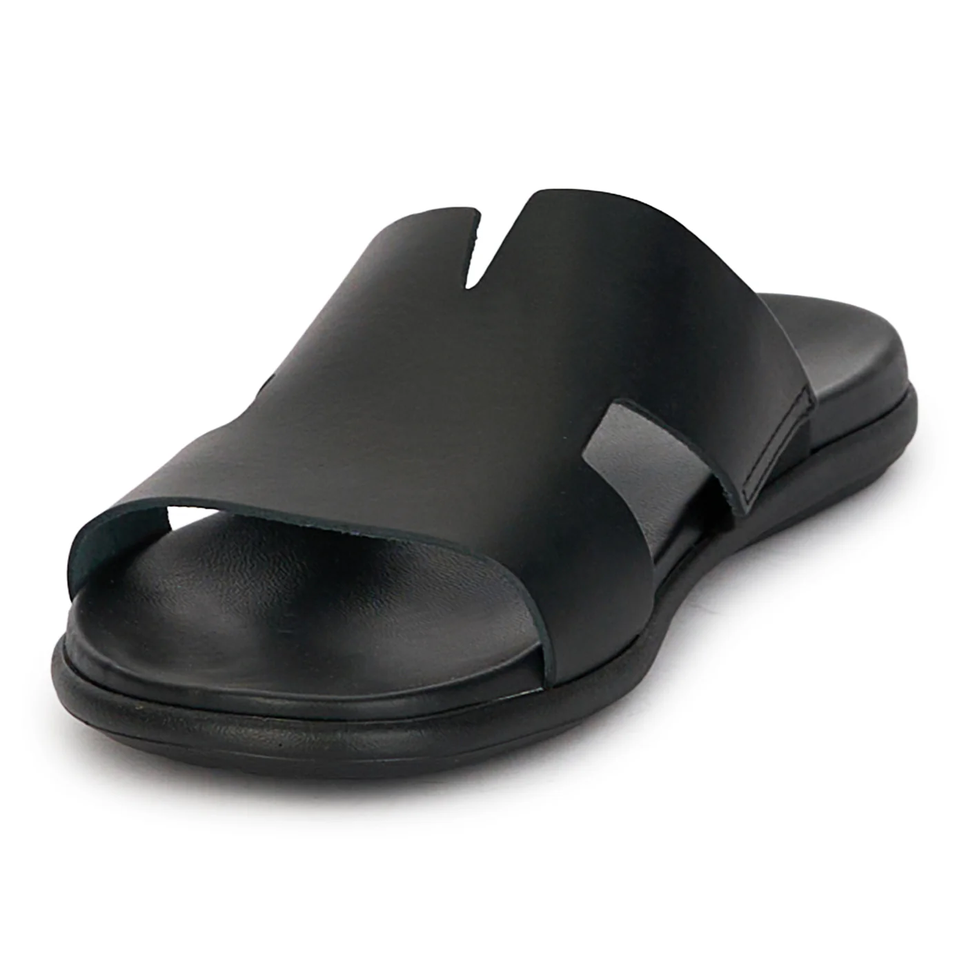 Papuci barbati din piele naturala neagra 7902 - Image 3