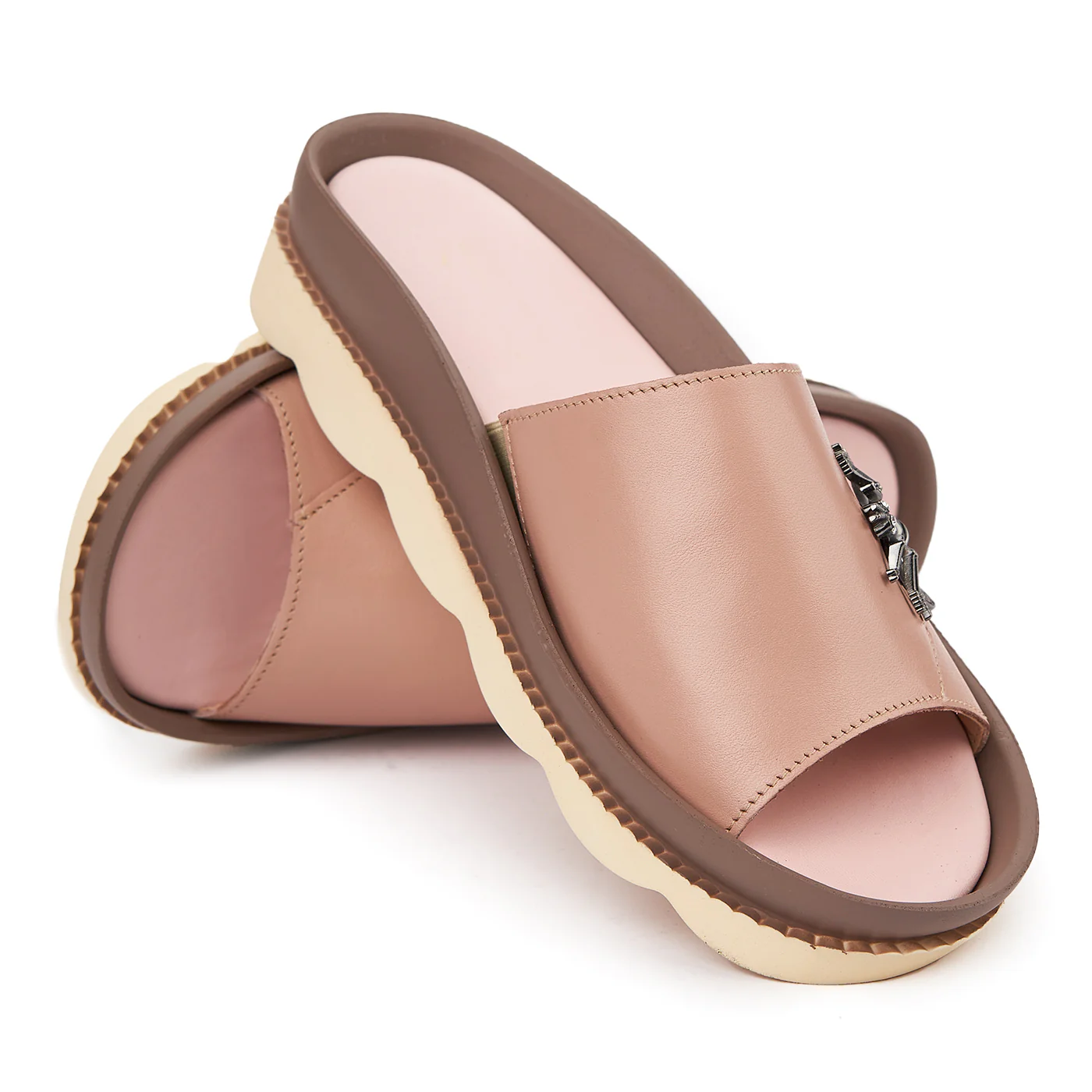 Papuci dama casual din piele naturala bej 2455 - Image 4