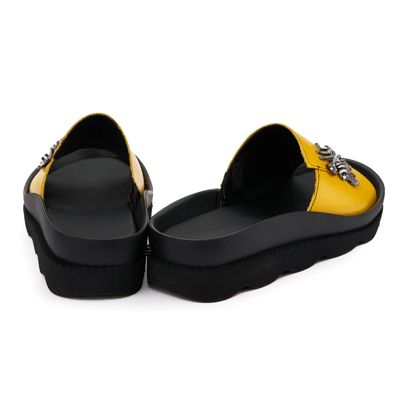 Papuci dama casual din piele naturala galbena 2454 - Image 2