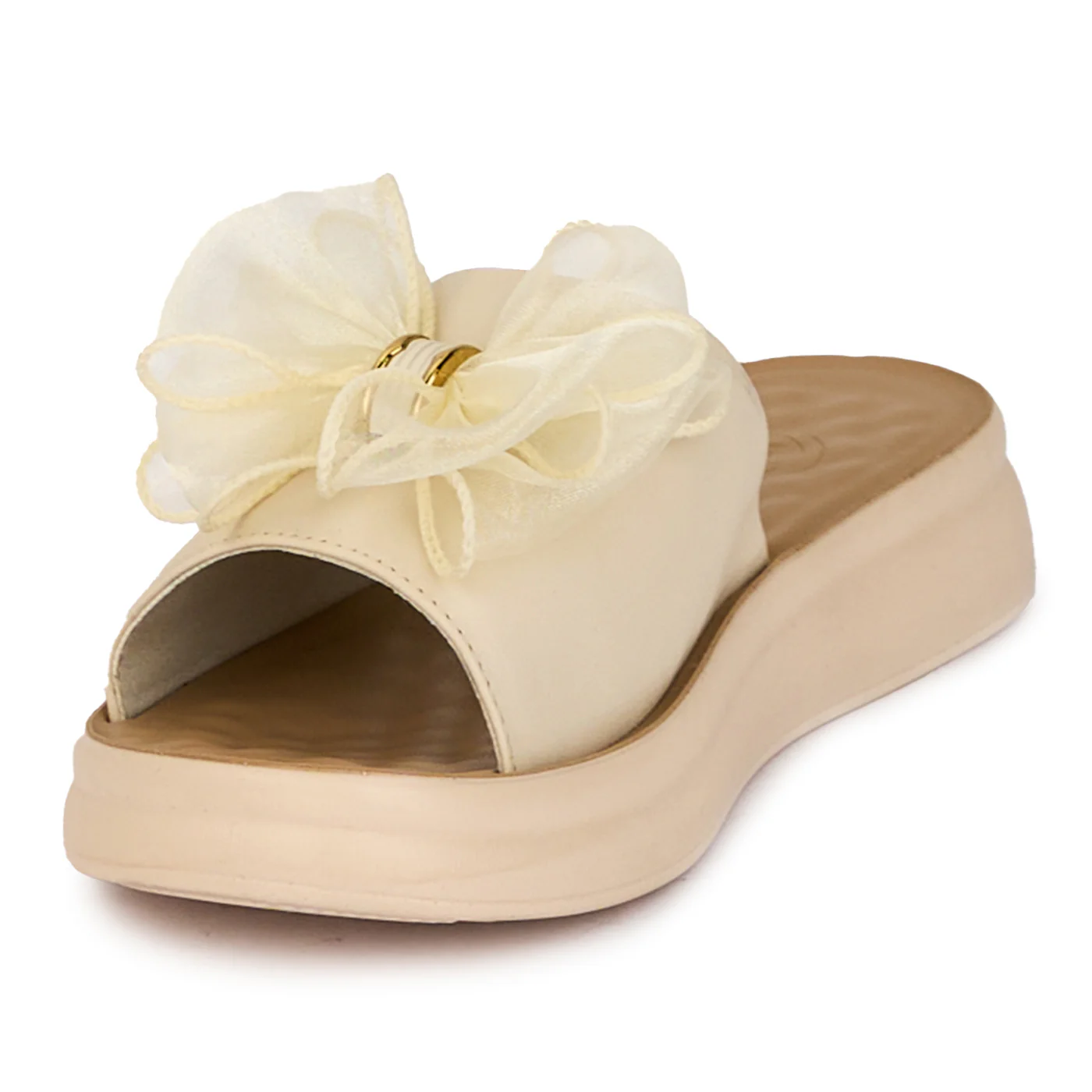 Papuci dama din piele naturala crem 18238 - Image 3